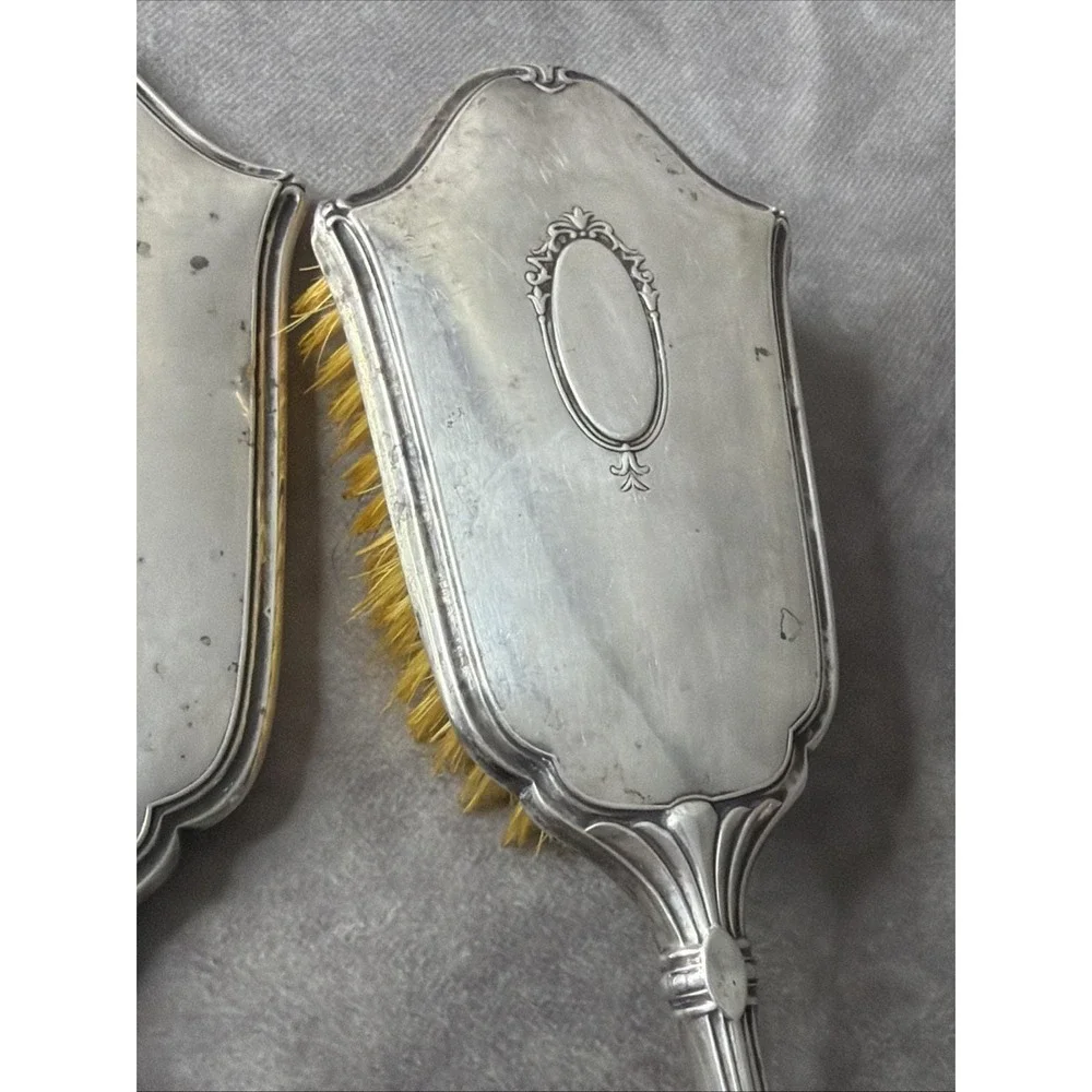VINTAGE WEBSTER STERLING SILVER 925 WOMENS BRUSH & MIRROR SET 420 GRAMS